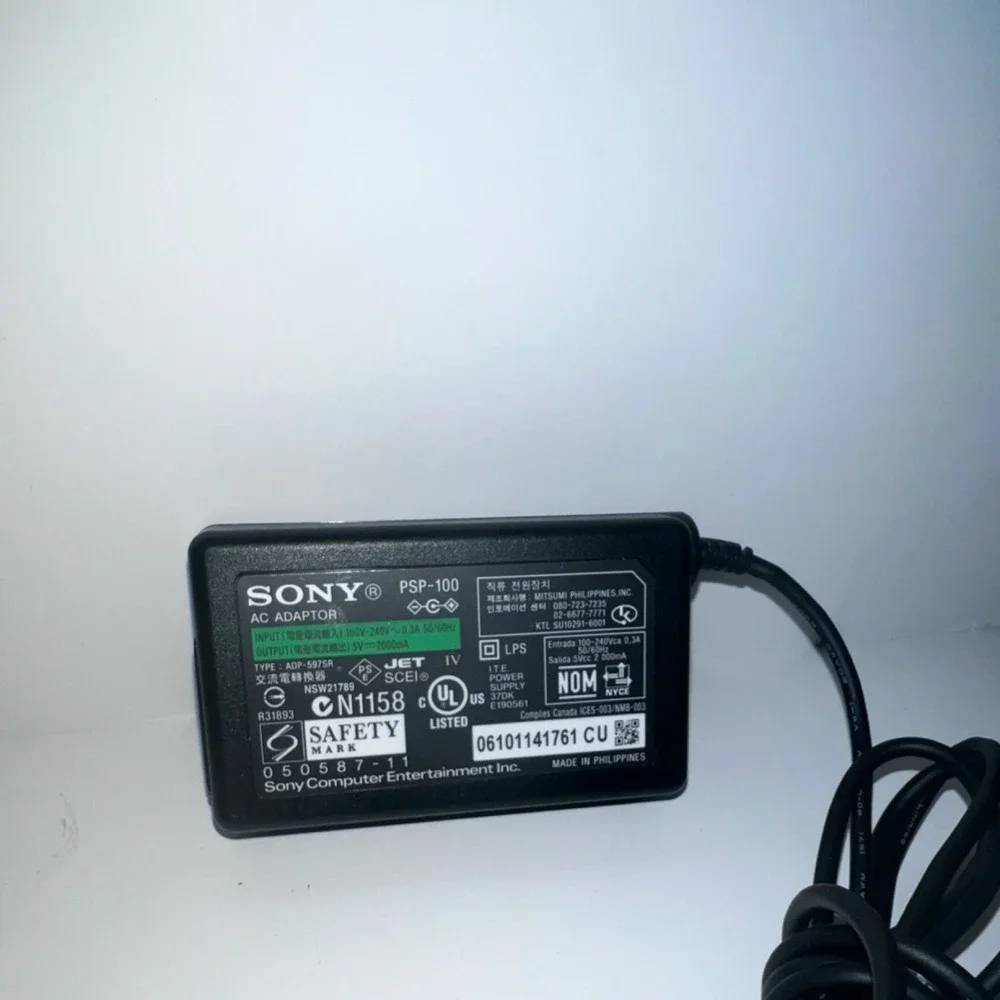 Sony PSP-100 AC Adapter 5V 2000mA Wired Black for PSP Console